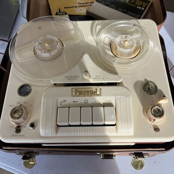 1955 WORKING Vintage Proton Magnetofon Modell 91 German Reel-to-Reel w/ Case